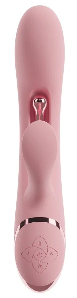 Rosa Vibrator mit Knopfsteuerung und metallischem Akzent für intime Momente