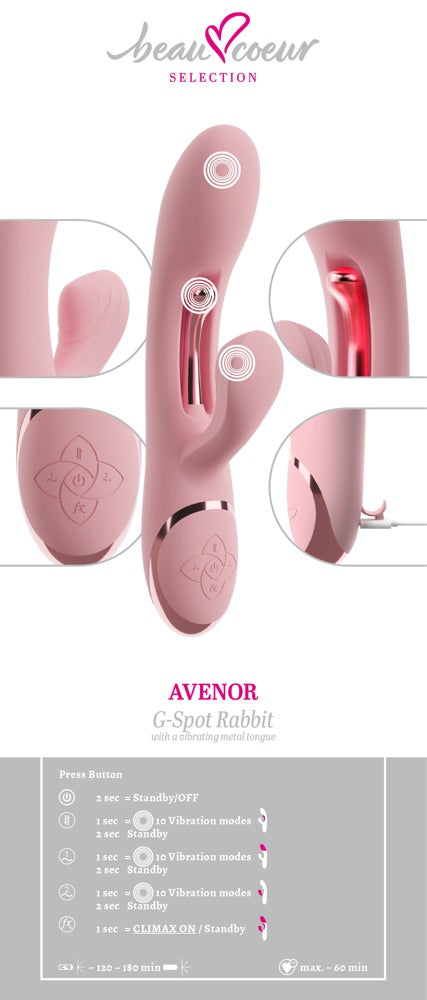 "AVENOR" Rabbit Vibrator - 3 Motors & 2x10 Vibration Programs (pink)