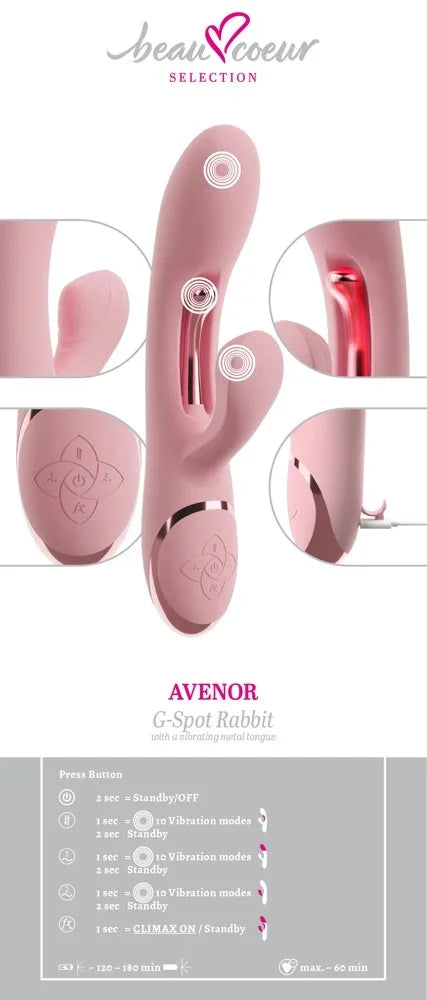 Rosa G-Spot Vibrator mit vibrierender Metallzunge, mehreren Vibrationsmodi und USB-Ladung – ideal für intimen Genuss