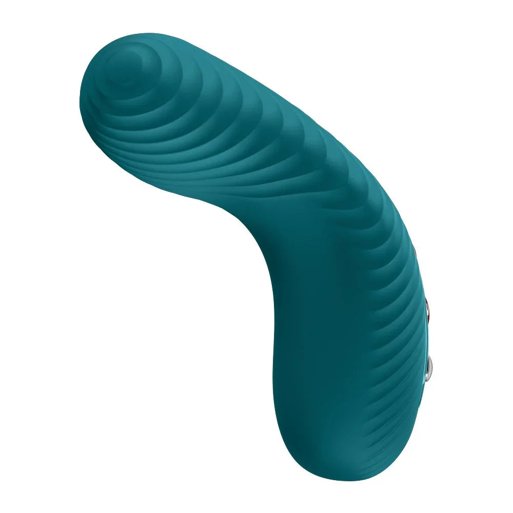 Teal-farbener Vibrator mit gewellter Oberfläche für intime Genussmomente