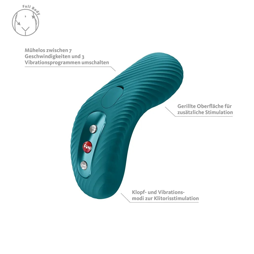 Teal Vibrator mit gerillter Oberfläche, 7 Geschwindigkeiten & Klitorisstimulation für intensives Vergnügen