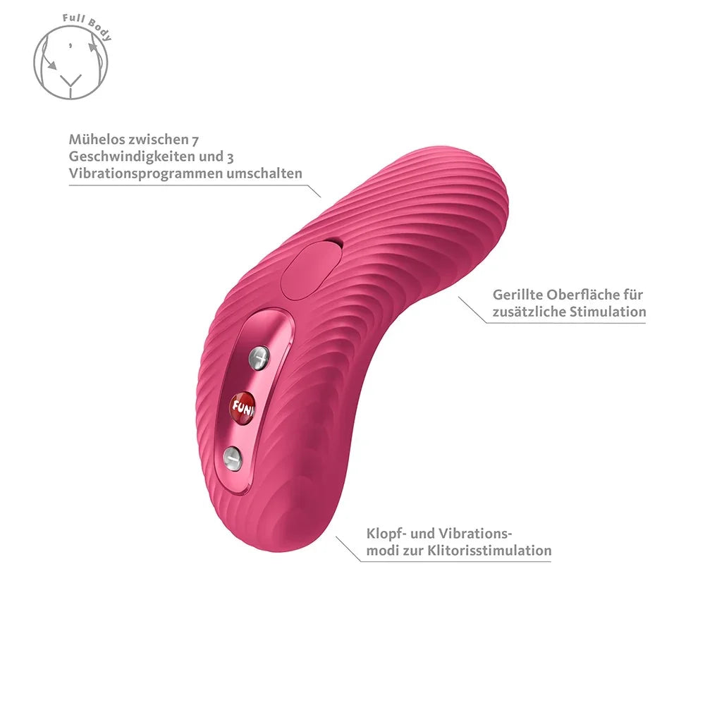Rosa Vibrator mit gerillter Oberfläche, 7 Geschwindigkeiten, 3 Vibrationsprogrammen und Klitorisstimulation