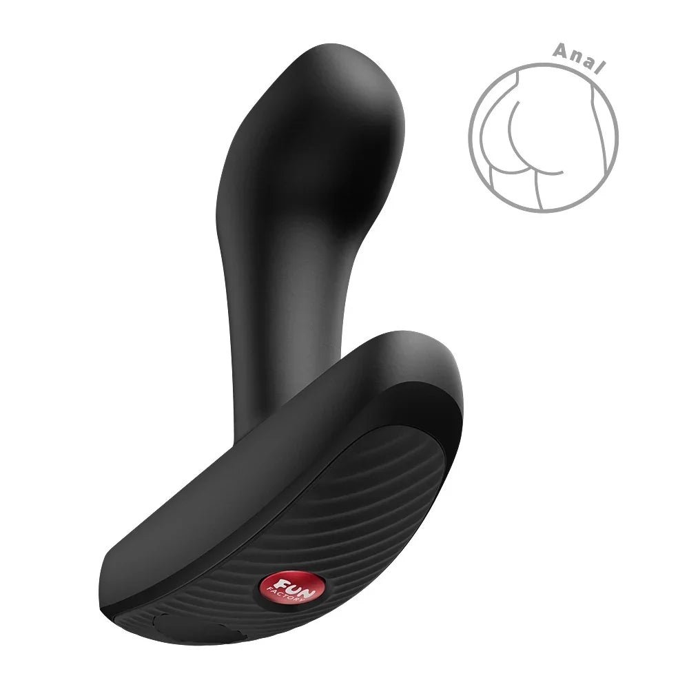Schwarzer Analvibrator mit Saugnapf und Fun Factory Logo, für anale Stimulation