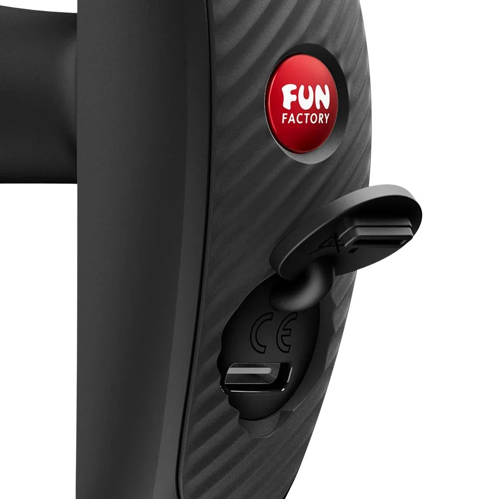 Fun Factory Vibrator mit USB-Ladeanschluss und rotem Logo, schwarz, diskret