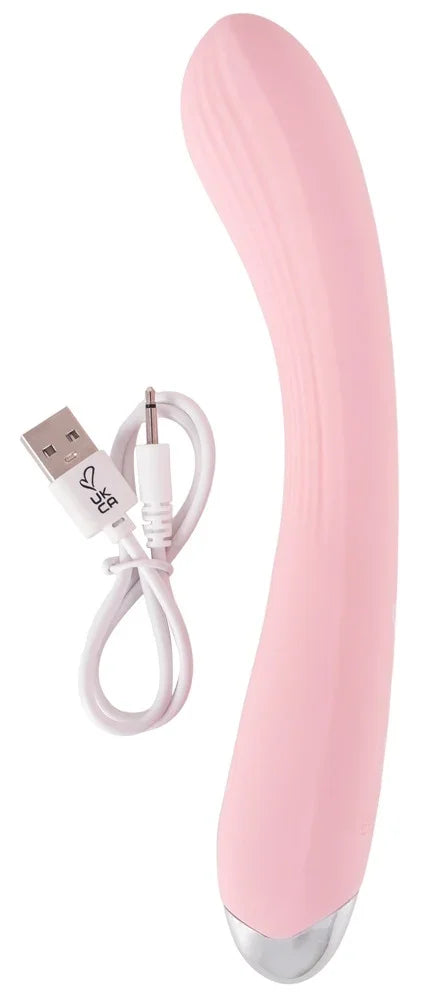 Rosa wiederaufladbarer Vibrator mit USB-Kabel für intimen Genuss