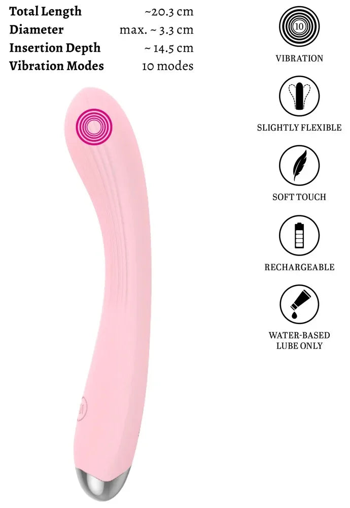 Rosa Vibrator mit 10 Modi, wiederaufladbar, leicht flexibel, weiche Oberfläche, für intime Momente