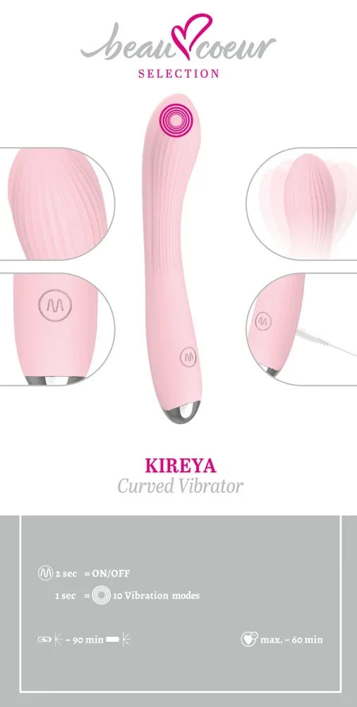 Pink Kireya gebogener Vibrator mit 10 Modi – sanfte Vibration für Intimität & Vergnügen