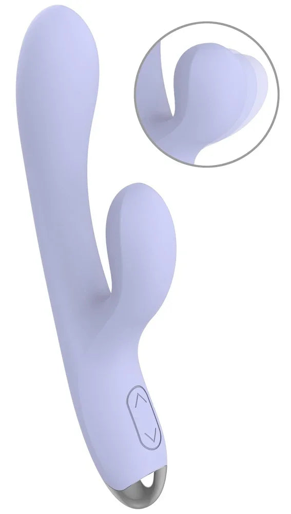 Lila Doppelvibrator mit G-Punkt-Stimulation und Klitorisschwinge für intensives Vergnügen