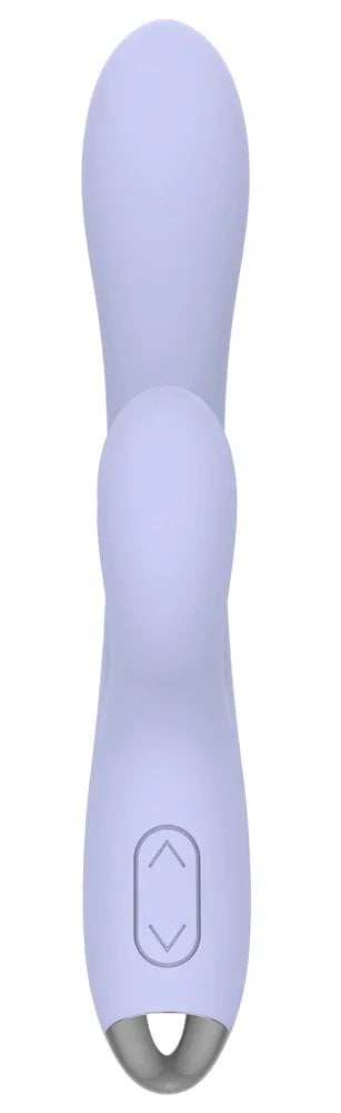 Lila Vibrator mit Doppelend und Steuerungstasten für intensives Vergnügen