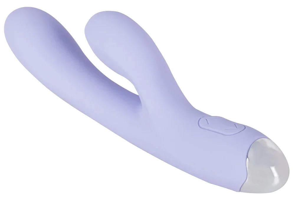 Lila Doppelvibrator mit klarem Kopf für intensives Vergnügen