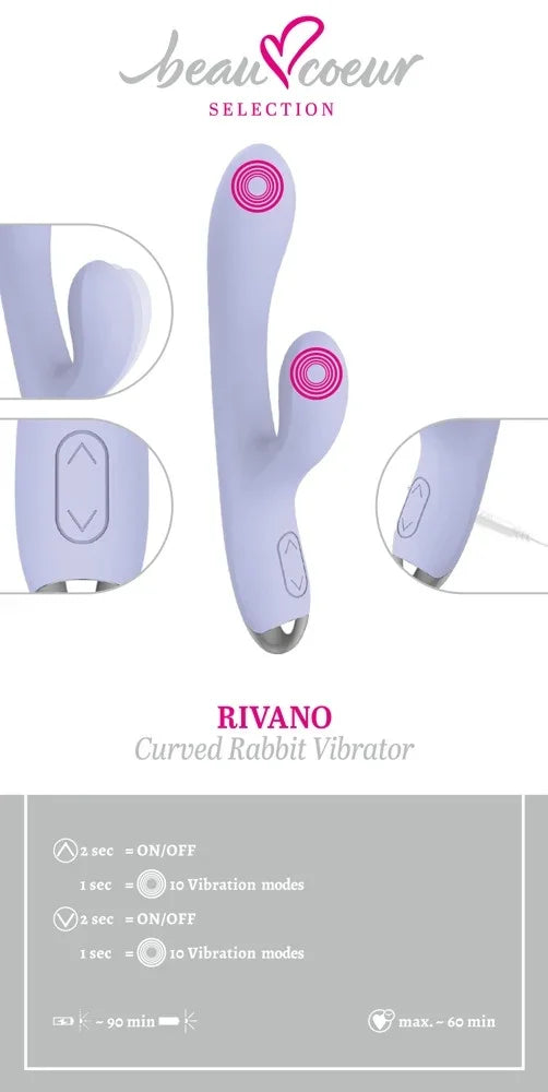 Lila Rivano Curved Rabbit Vibrator mit 10 Vibrationsmodi – diskret & für alle Sexualitäten