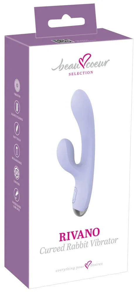 Lila Rivano Curved Rabbit Vibrator in Verpackung – sanfter Touch, wasserdicht, aufladbar