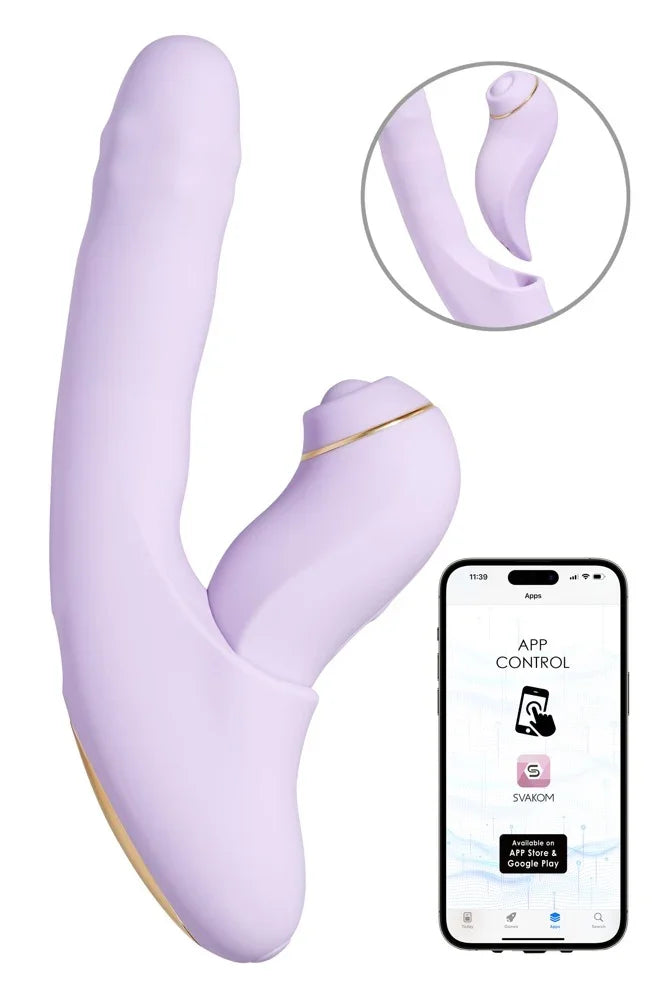 Lila Vibrator mit App-Steuerung und goldener Akzentlinie – diskret & modern für das Liebesleben