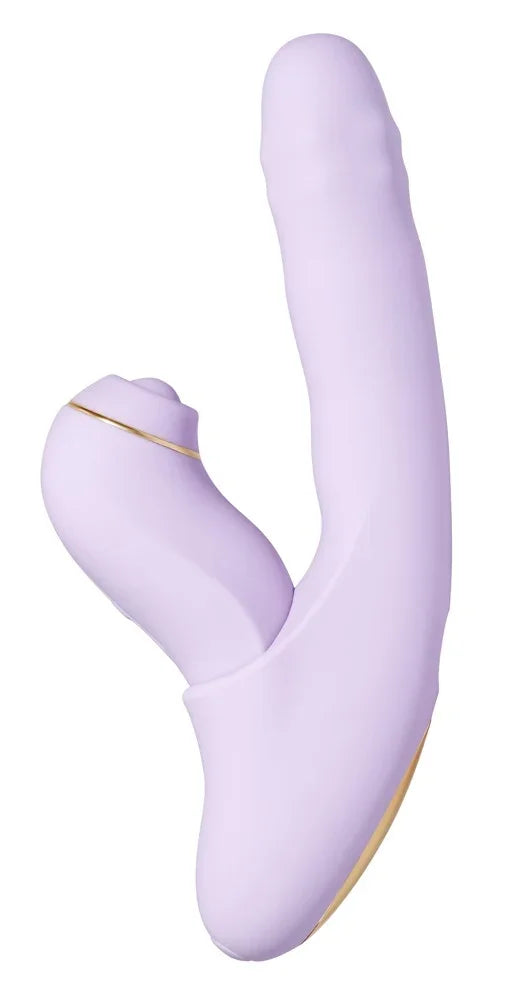 Lila Doppel-Vibrator mit Klitorisschwinger für intensives Vergnügen