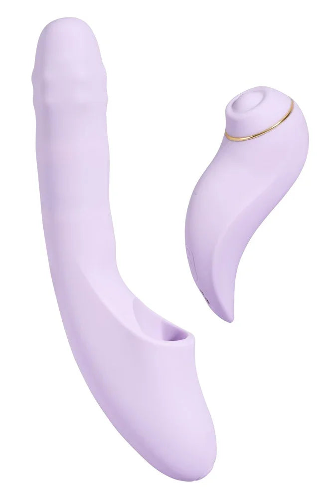 Lila Vibrator mit Klitorisstimulator, sanftes Silikon, diskretes Design für intime Momente