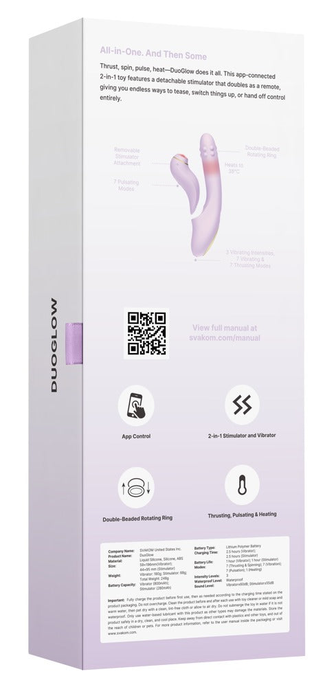 2-in-1 Vibrator "DuoGlow" aus Silikon - 19.6 cm (lila)