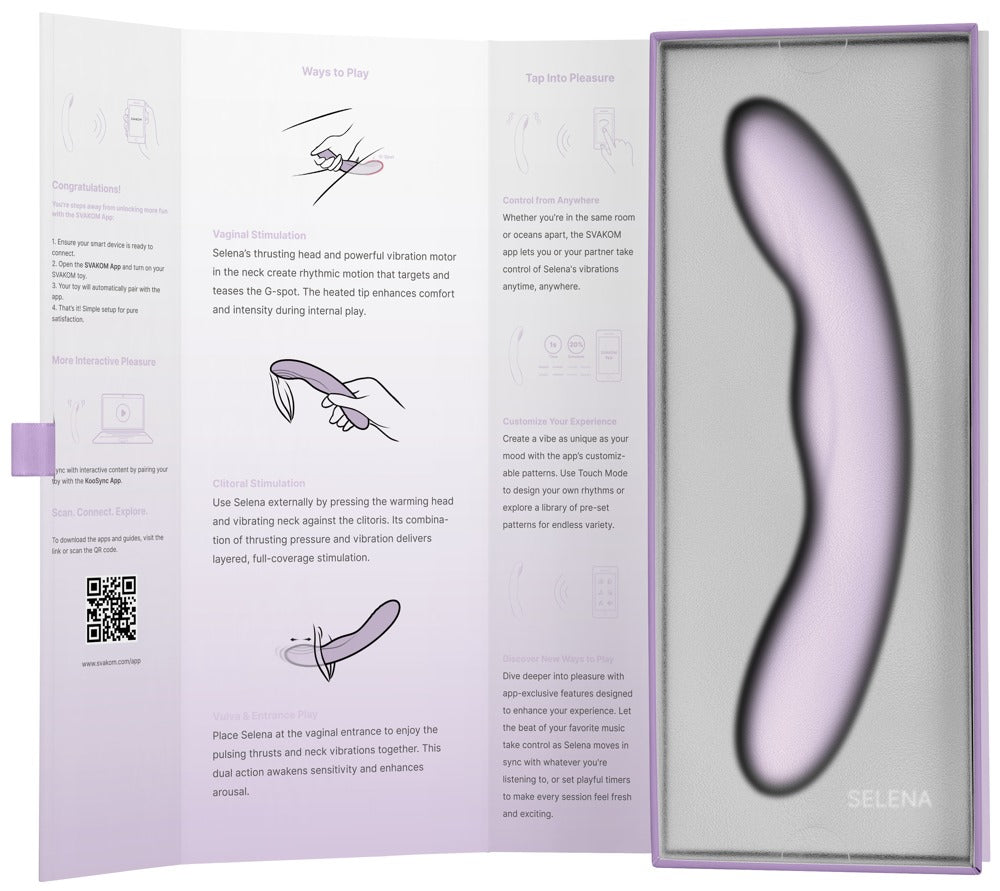 Vibrator "Selena" aus Silikon - mit Stossvibratorion 21 cm (lila)