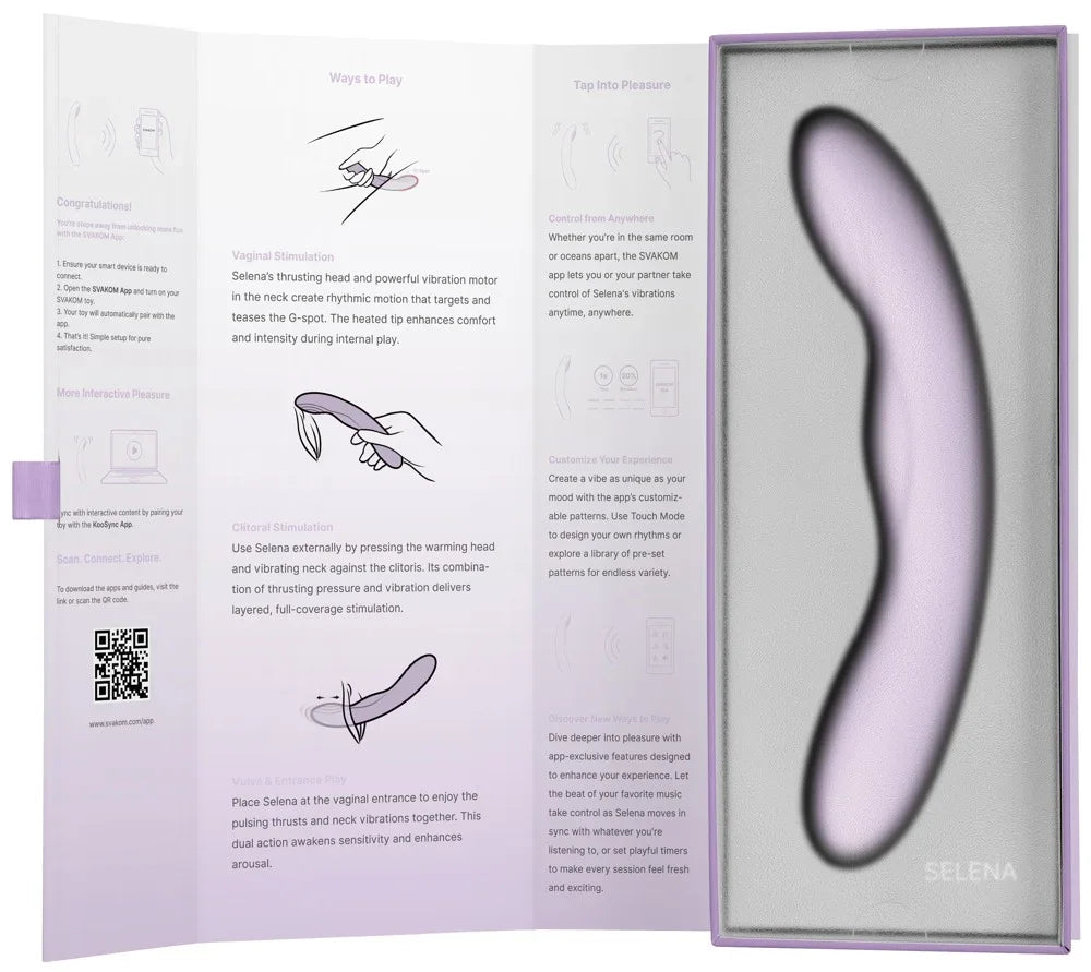 Lila Vibrator Selena mit App-Steuerung und Heizfunktion – ideal für G-Punkt- und Klitorissimulation