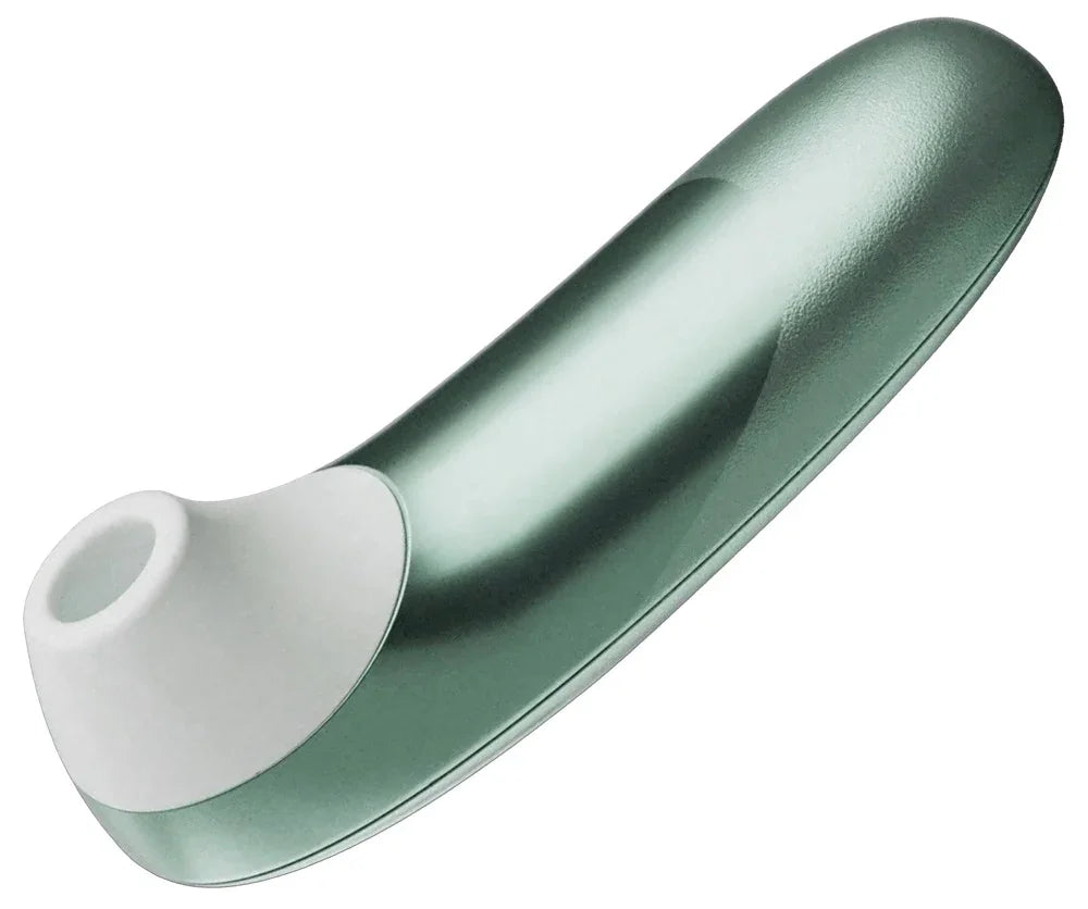 Moderner Stimulator in Grün-Silber für das Liebesleben, ergonomische Form, diskret