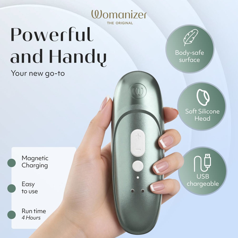 Auflegevibrator "Womanizer Pro mit Pulsator - 15 cm (türkis)