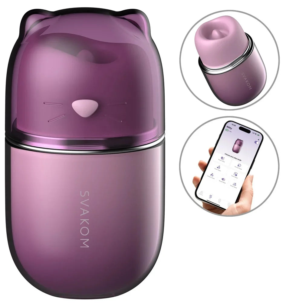 Lila Katzen-Vibrator mit App-Steuerung und diskretem Design für intime Momente