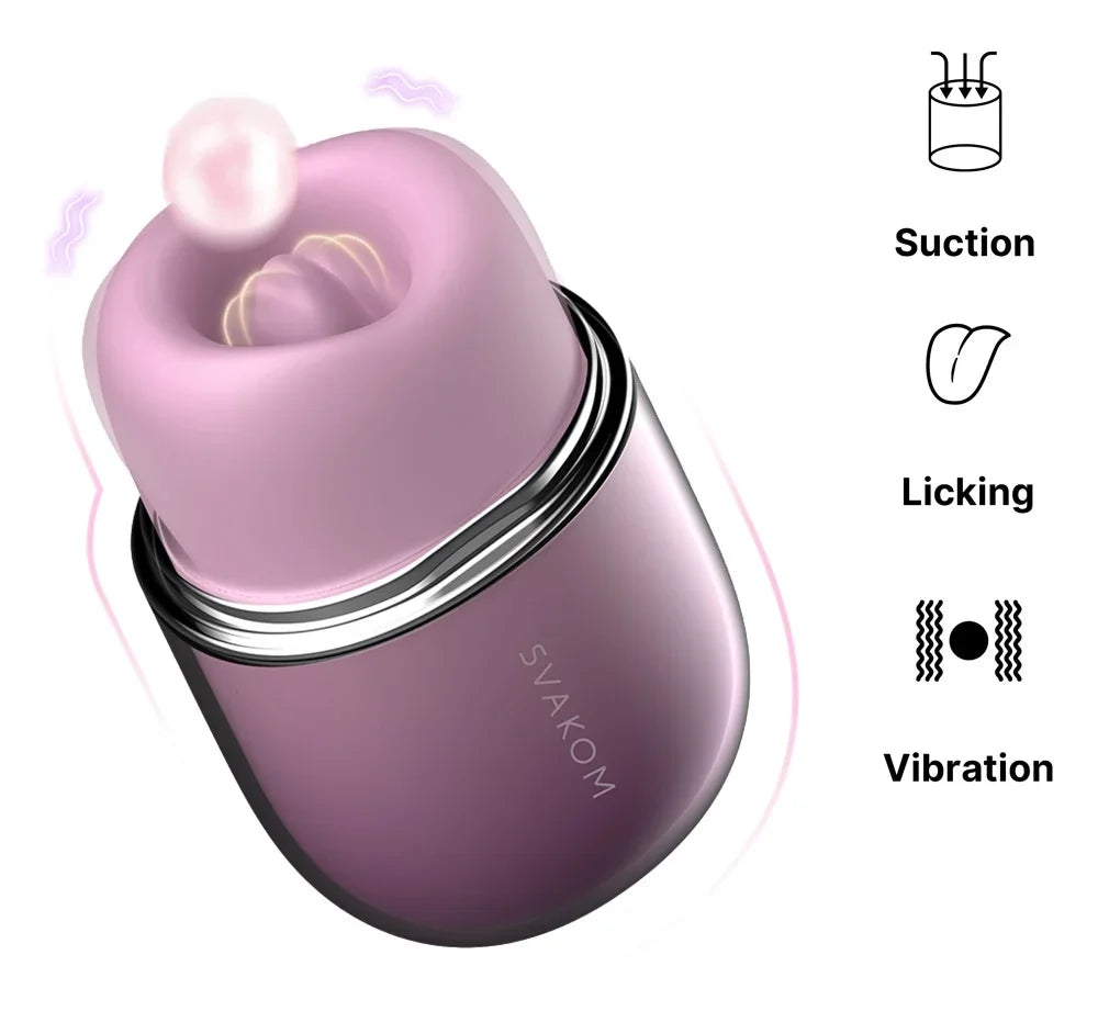 Pinkes SVAKOM Liebespielzeug mit Saug-, Leck- und Vibrationsfunktion für intensives Vergnügen