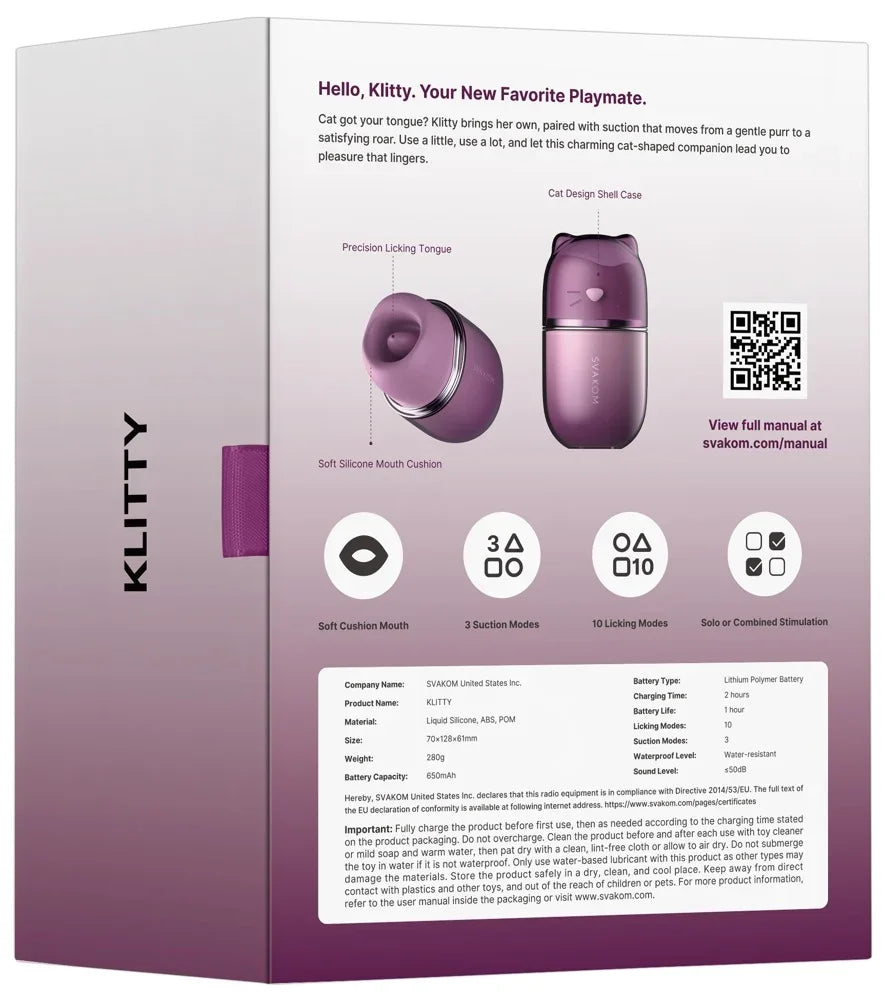 Lila Katzen-Vibrator mit Saug- und Leckfunktion, 3 Saug- und 10 Leckmodi für intime Stimulation