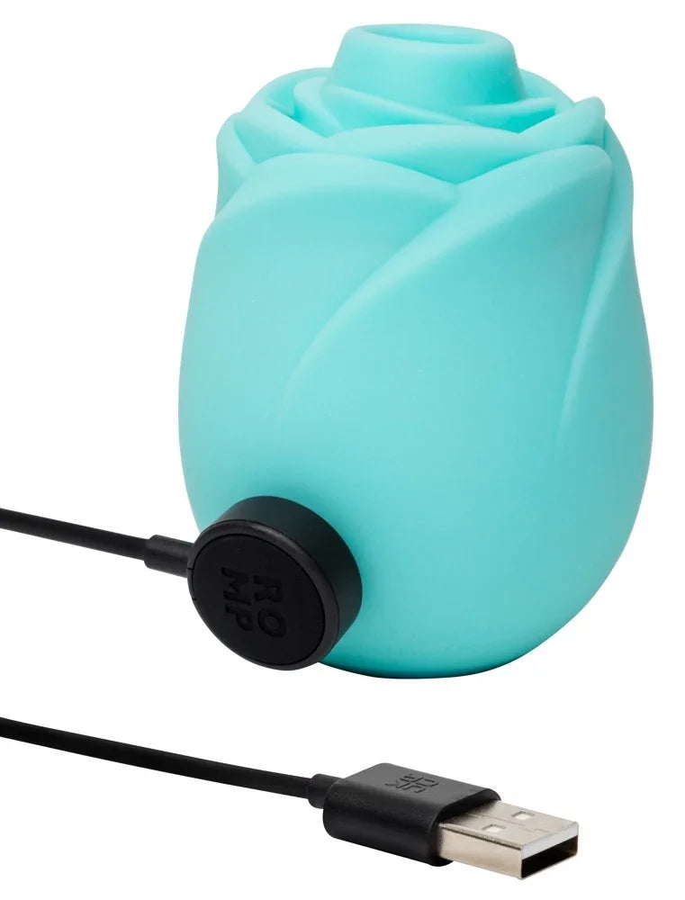 Türkisfarbener Rosen-Vibrator mit USB-Ladekabel für intimen Genuss