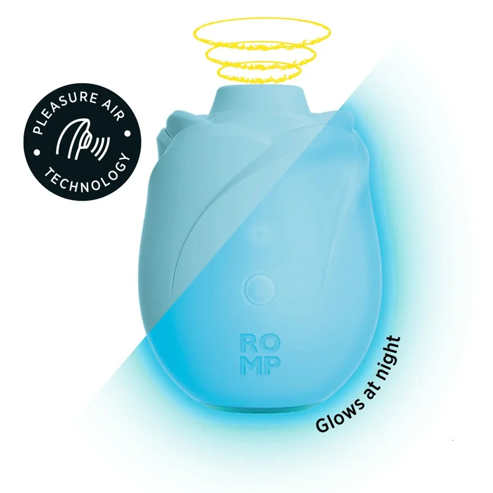 Blauer Vibrator mit Pleasure Air Technologie, leuchtet nachts, für intimes Vergnügen