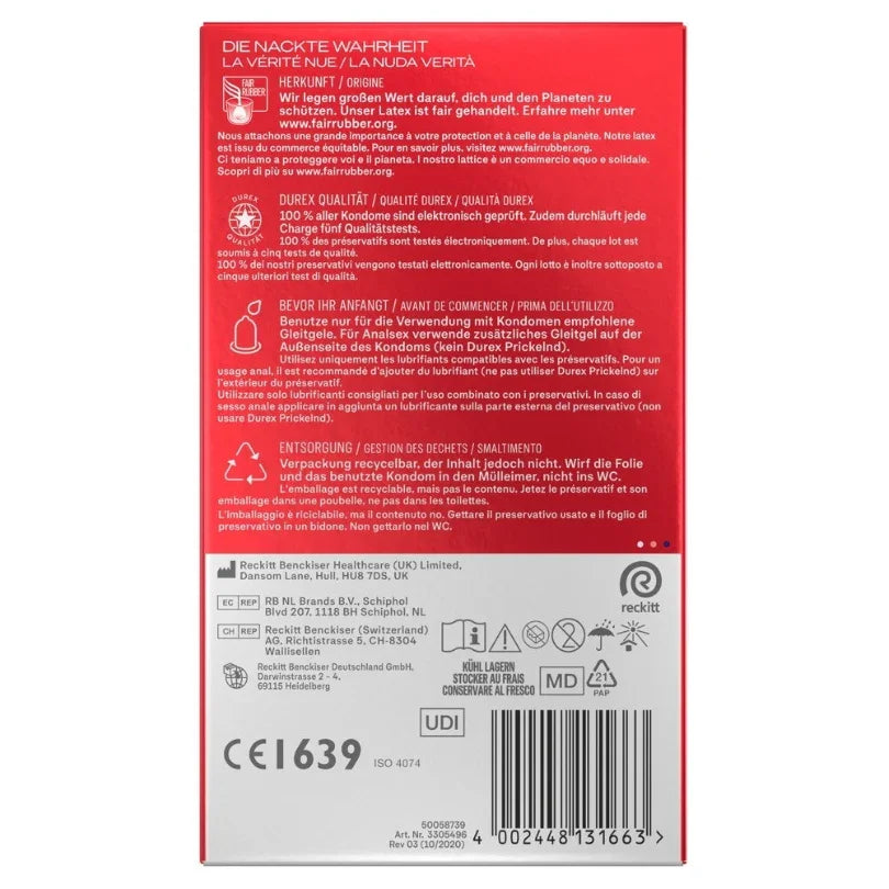 Kondome "Gefühlsecht Ultra" aus Naturkautschuklatex (Ø 54 mm/10 Stk.) von Durex - loveiu.ch