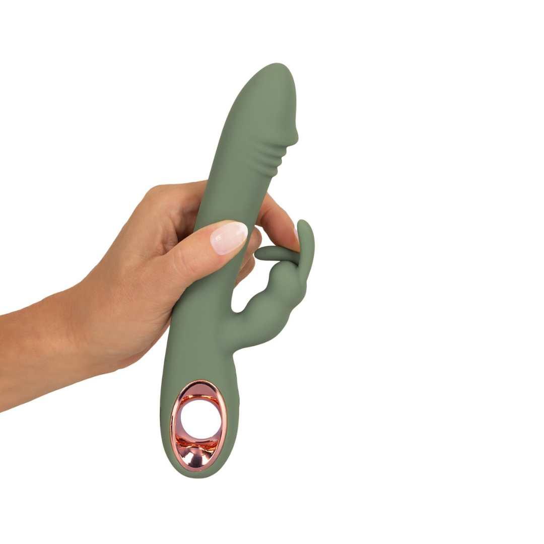 Rabbit-Vibrator "Slim Rabbit " aus Silikon 21.3 cm (Grün) - loveiu.ch