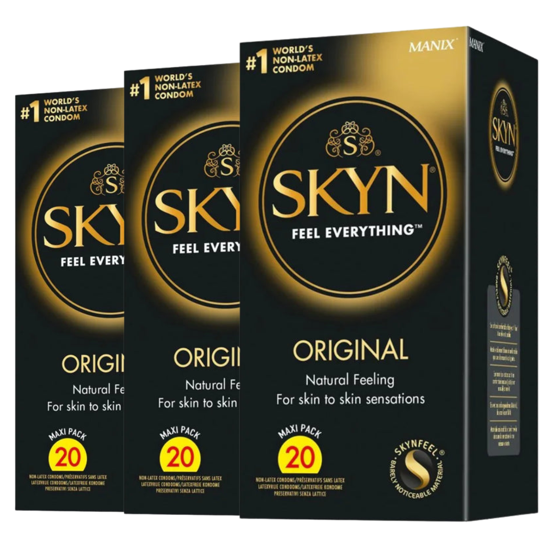 3-pack of "Original" condoms - latex-free & vegan (Ø 53 mm/3x20 pcs.) by SKYN