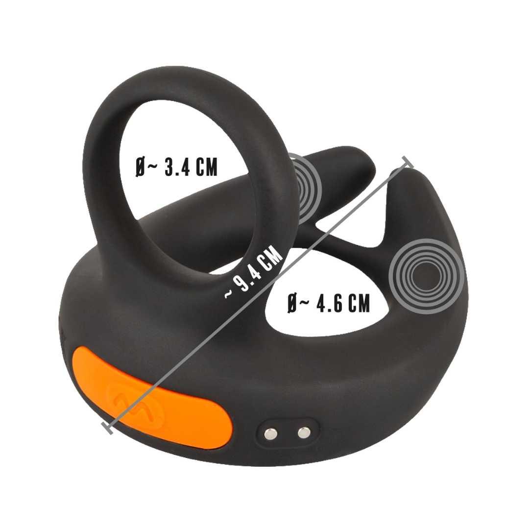 Penis- und Hodenring "RC Scrotum Stimulator" aus Silikon - mit Vibration Ø 4.6 cm (Schwarz) - loveiu.ch