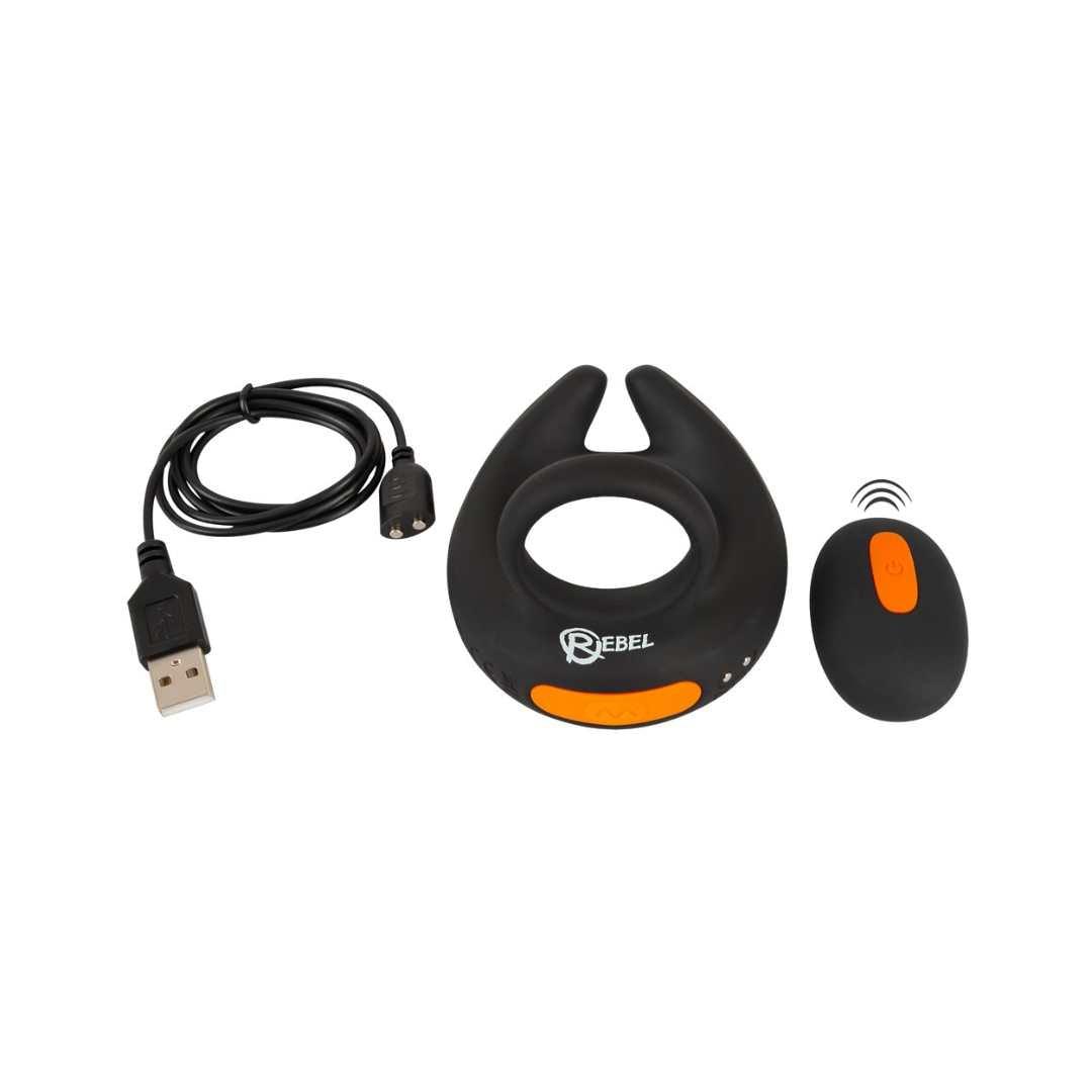 Penis- und Hodenring "RC Scrotum Stimulator" aus Silikon - mit Vibration Ø 4.6 cm (Schwarz) - loveiu.ch