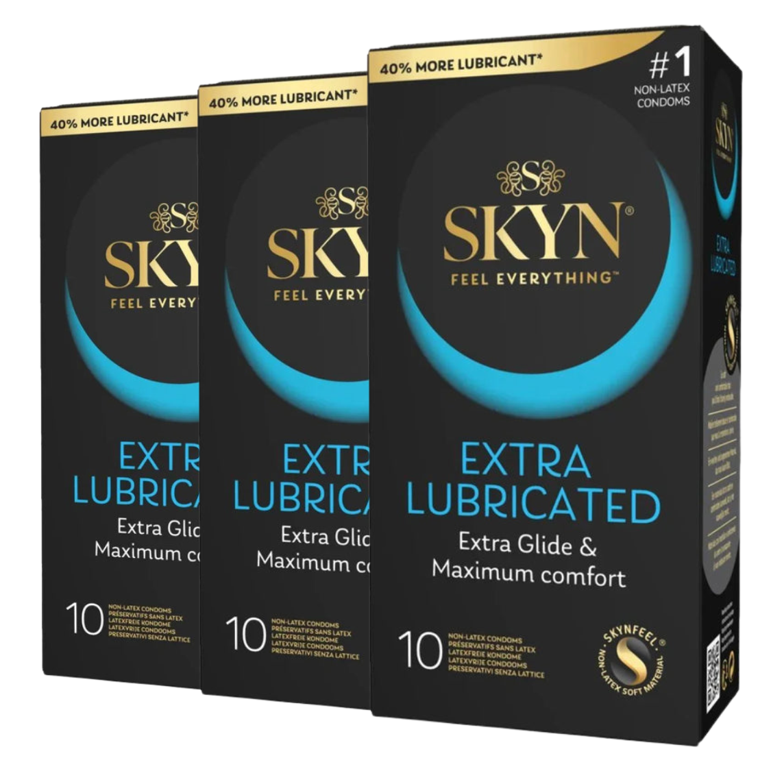 3-pack condoms "Extra Lubricated" - Extra moist & vegan (Ø 53 mm/3x10 pcs.) by SKYN