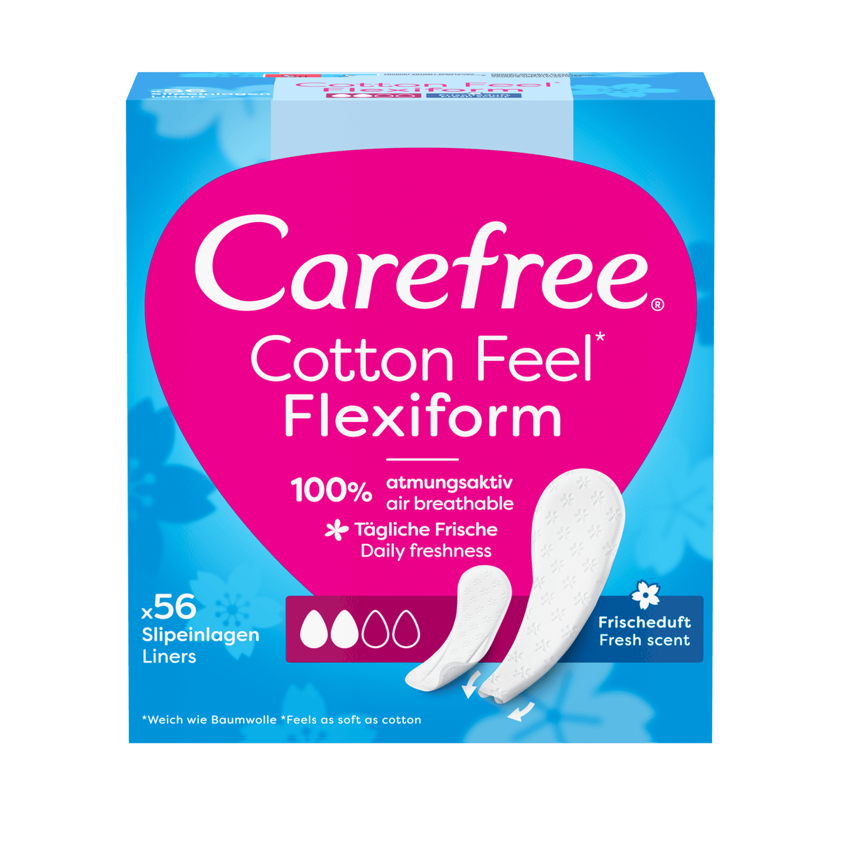 Protège-slips « Cotton Feel Flexiform Parfum Frais 56 pièces » – Forme flexible de Carefree®