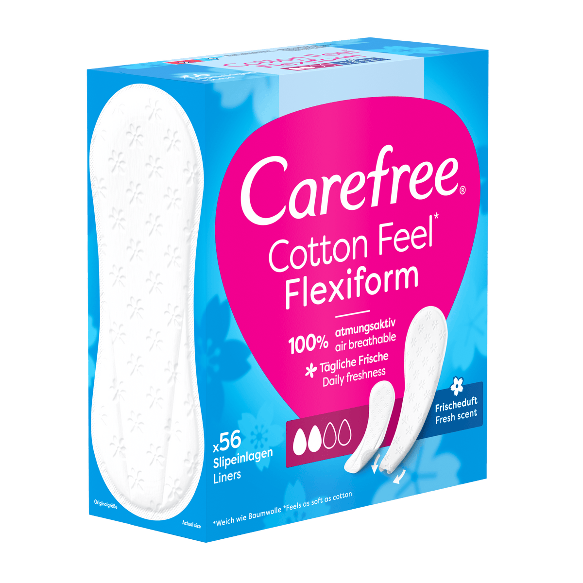 Protège-slips « Cotton Feel Flexiform Parfum Frais 56 pièces » – Forme flexible de Carefree®
