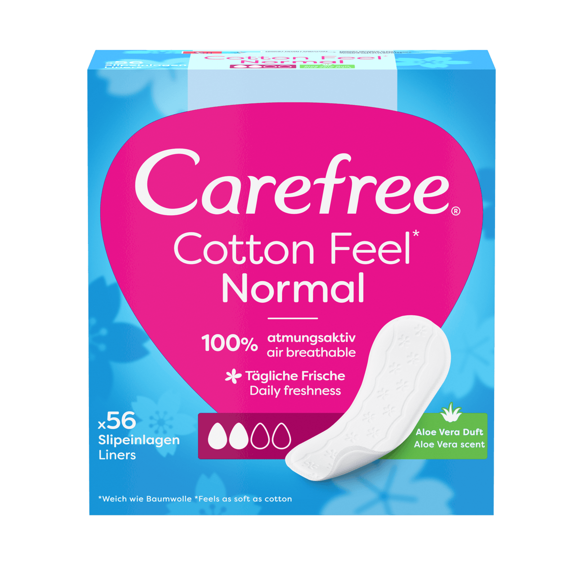 Protège-slips « Cotton Feel Normal Aloe 56 pièces » – Au parfum d'aloe vera de Carefree®