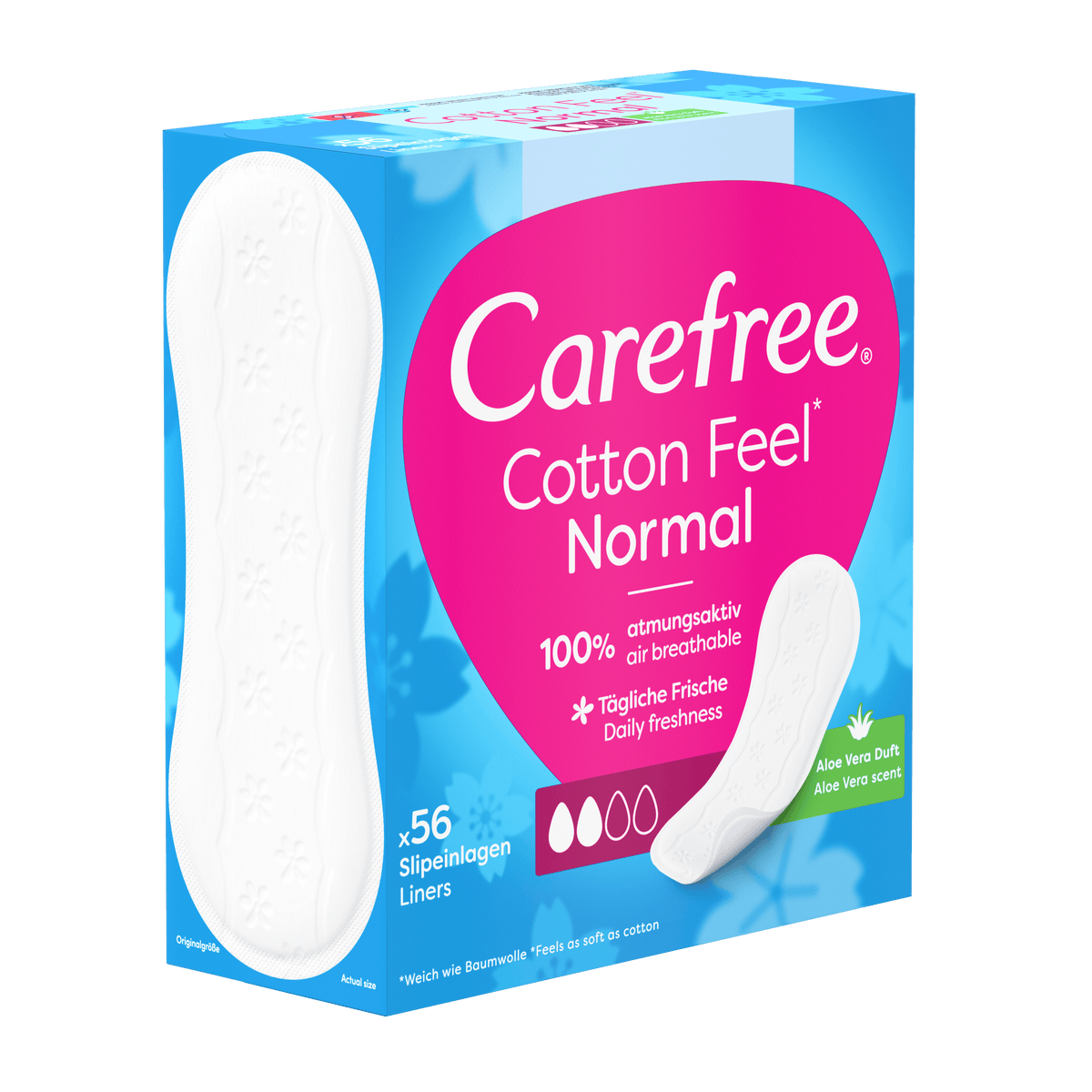 Protège-slips « Cotton Feel Normal Aloe 56 pièces » – Au parfum d'aloe vera de Carefree®