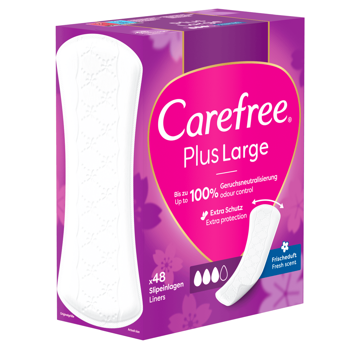 Protège-slips « Plus Large Fraîcheur 48 unités » – Protection et fraîcheur supplémentaires de Carefree®