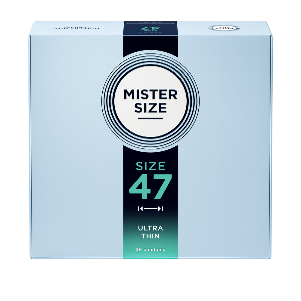 Préservatifs en latex de caoutchouc naturel - extra fin et tactile (Ø 47mm/36pcs.) de Mister Size