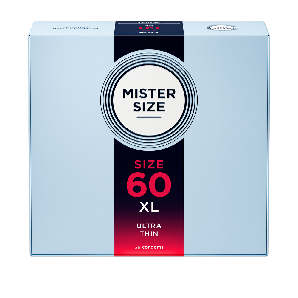 Préservatifs en latex de caoutchouc naturel - extra fin et tactile (Ø 60mm/36pcs.) de Mister Size