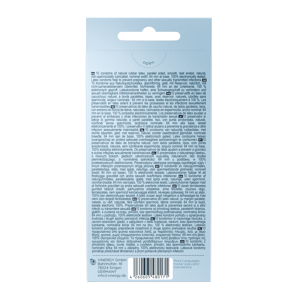 Kondome aus Naturkautschuklatex - extrafein & gefühlsecht (Ø 64mm/10Stk.) von Mister Size