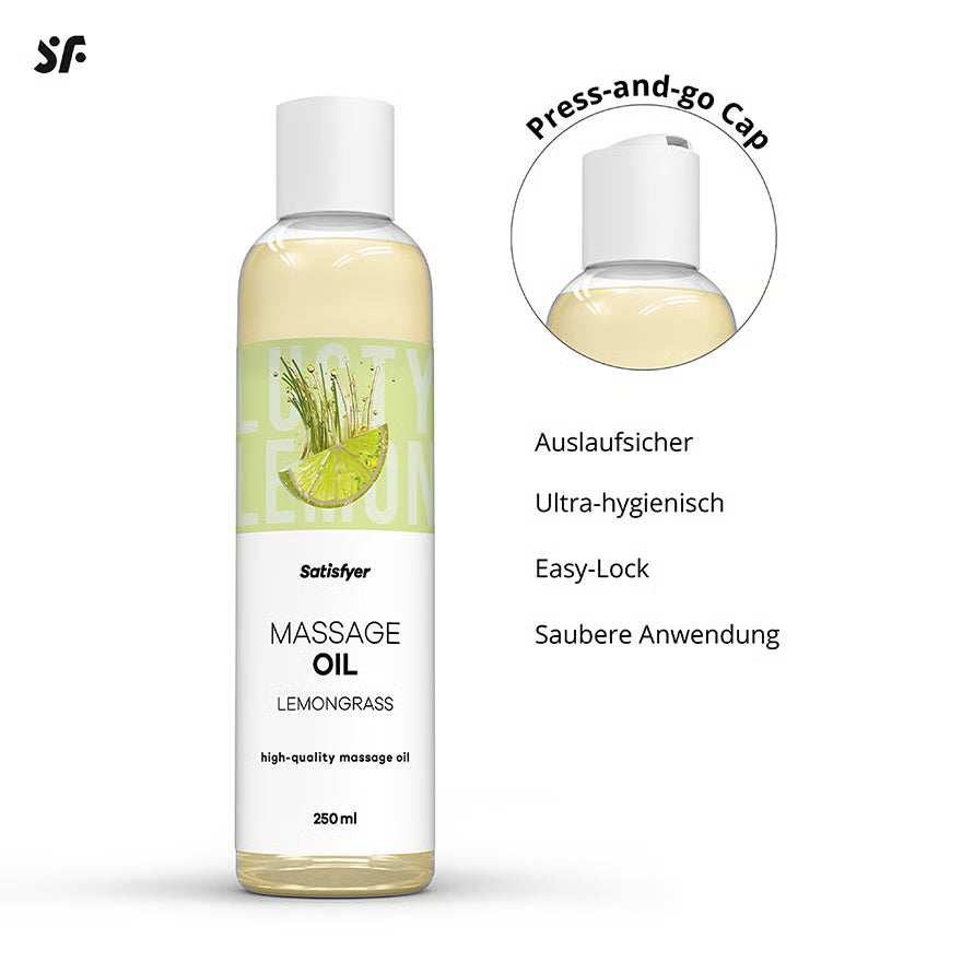 SATISFYER Massage Oil - Lemongrass Aroma - for all skin types (250 ml)