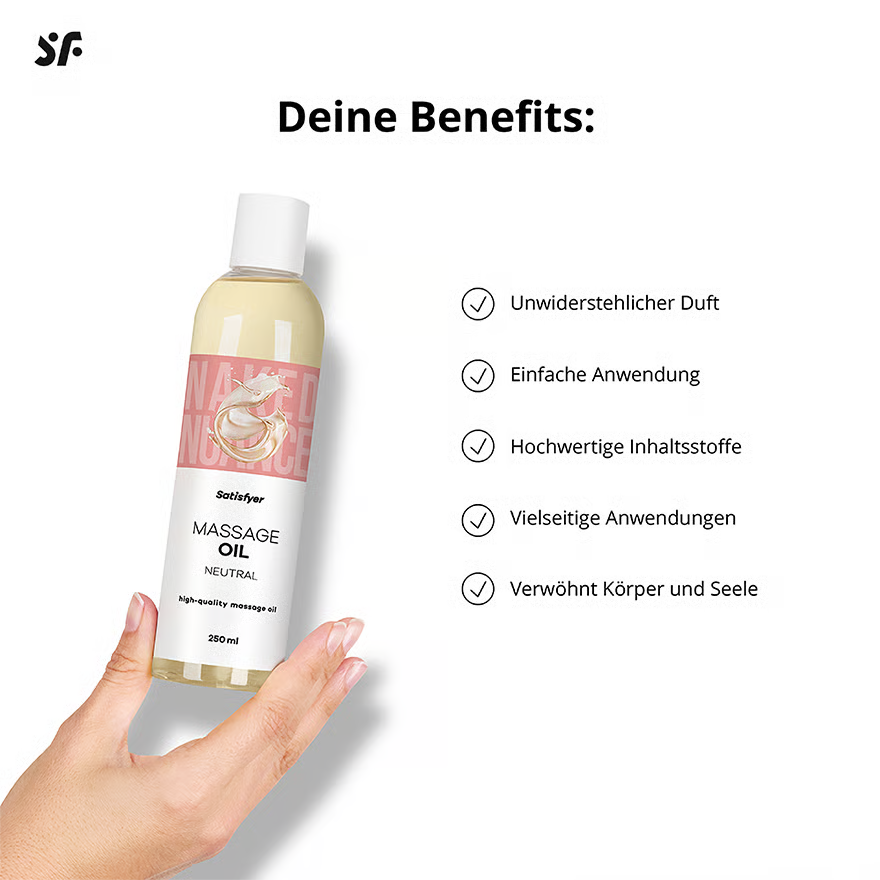 SATISFYER Massageöl - Duftfreies-Aroma - für alle Hauttypen (250 ml)