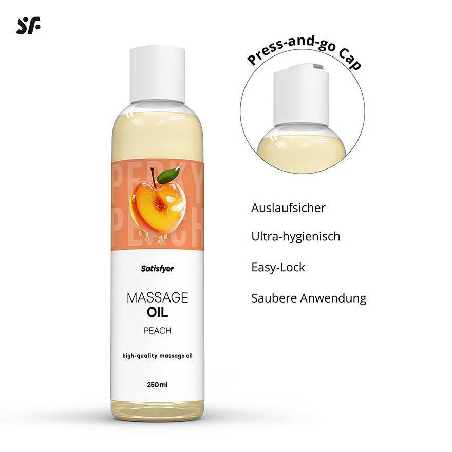 SATISFYER Massageöl - Pfirsich-Aroma - für alle Hauttypen (250 ml)