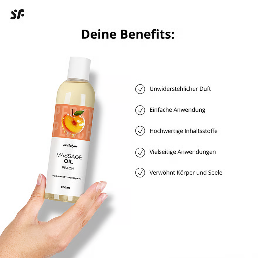 SATISFYER Massageöl - Pfirsich-Aroma - für alle Hauttypen (250 ml)