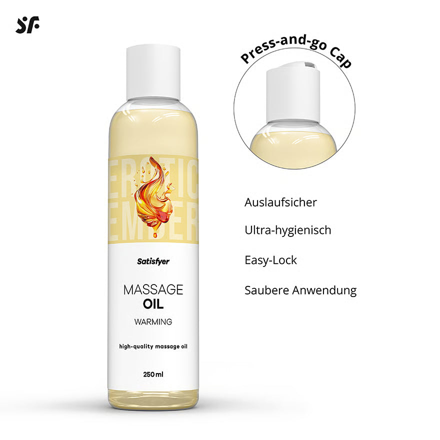 SATISFYER Massageöl - Wärmend & Duftfreies-Aroma - für alle Hauttypen (250 ml)
