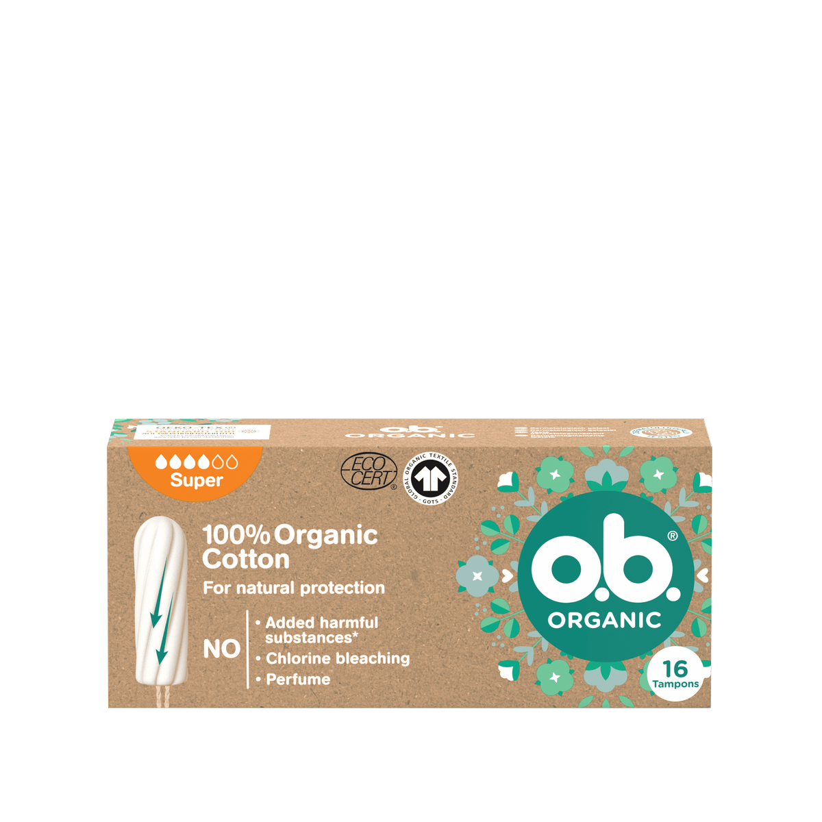 Tampons « Organic Super 16 unités » – En 100 % coton bio de o.b.®