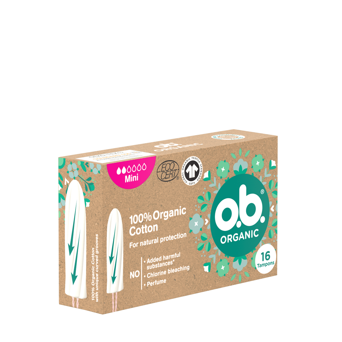 Tampons « Organic Mini 16 unités » – En 100 % coton bio de o.b.®